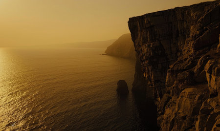 Beautiful seascape with cliffs and sea in the evening.の素材