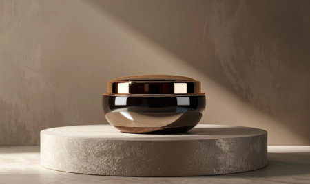 Mockup of a round podium for product presentation. Mockup for branding and packaging.の素材