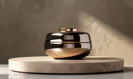 Mockup of luxury product display podium with minimal geometric shapes.の素材