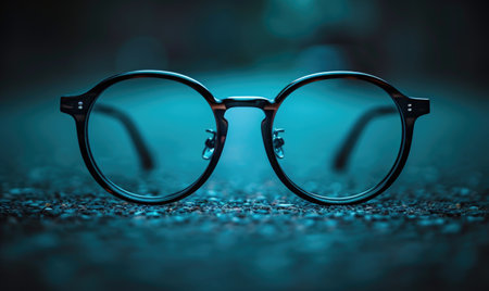 Glasses on the ground. Glasses for sight and vision correction.の素材