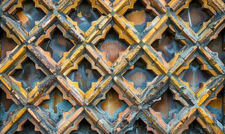 Background of the old iron lattice with a pattern of geometric shapesの素材