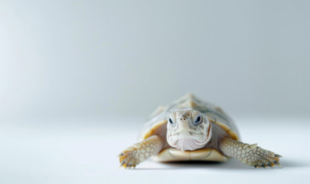 turtle on a white background, space for text, monochrome image, minimalism concept.の素材