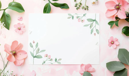 Watercolor flowers and lives, floral background space for textの素材