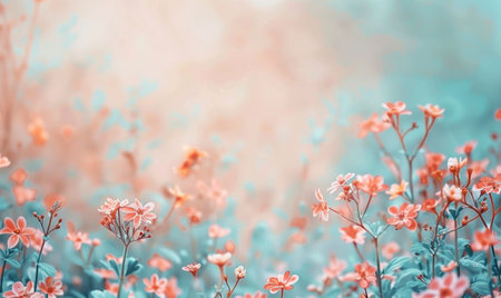 Watercolor flowers and lives, floral background space for textの素材
