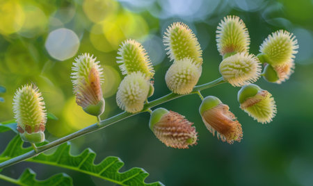 A detailed close-up view of Mimosa seed podsの素材