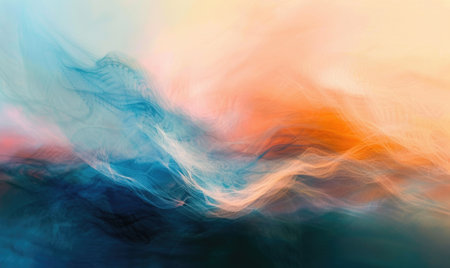 A serene abstract painting with soft morning colors blending harmoniouslyの素材