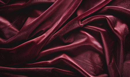 closeup view of draped with sumptuous velvet fabric in luxurious deep burgundy, abstract backgroundの素材