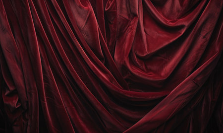 abstract background draped with sumptuous velvet material in opulent burgundy redの素材