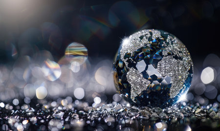 Natural gemstone sphere formed earth globeの素材