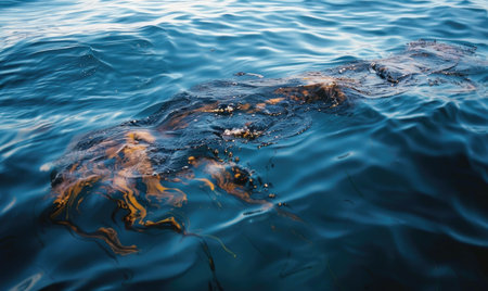 Oil slick spreading across the surface of the oceanの素材