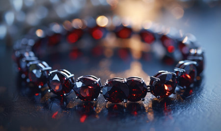 A bracelet crafted with rich garnet gemstonesの素材