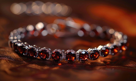 A bracelet crafted with rich garnet gemstonesの素材