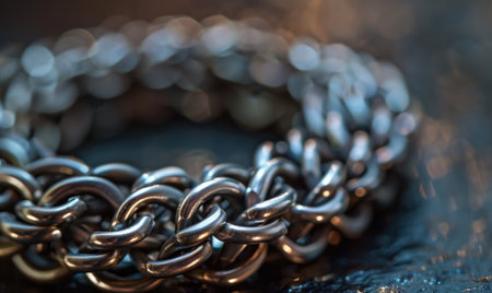 A chainmail bracelet crafted from interlocking metal ringsの素材