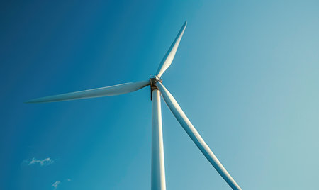 Wind farm turbine in the fieldの素材