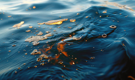 Oil slick spreading across the surface of the oceanの素材