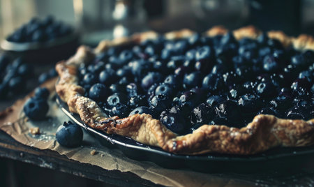 Rustic blueberry galette with buttery pastry crustの素材