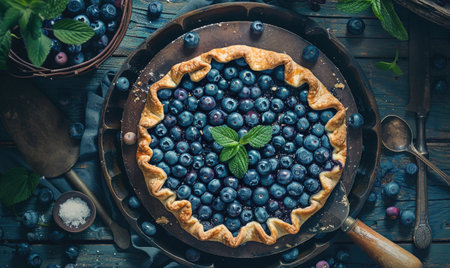 Rustic blueberry galette with buttery pastry crustの素材