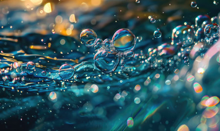 Multicolored water and foam bubbles, abstract backgroundの素材