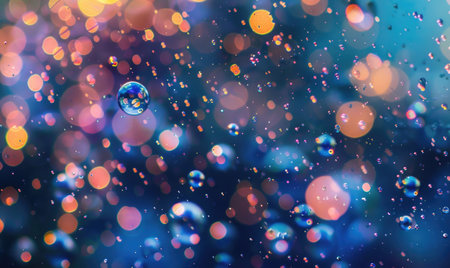Colored water bubbles and bokeh light, abstract backgroundの素材