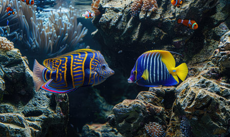 Royal angelfish in the water closeup viewの素材