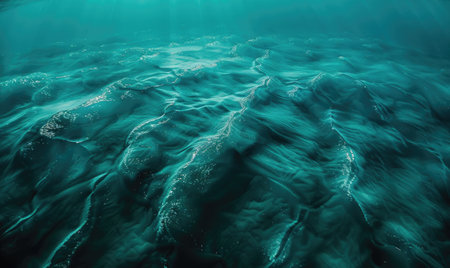 underwater scene with sun rays and seafloorの素材