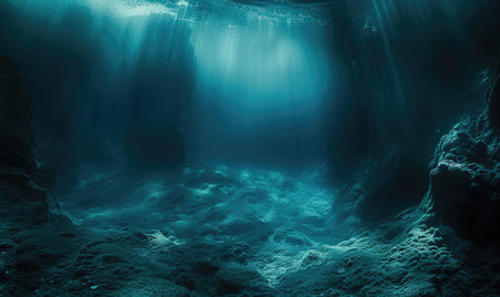 Caustic and rippling seabed surface, underwater sceneの素材