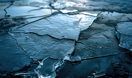 Cracked ice surface background, natural ice textureの素材