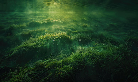 Seabed with seaweed, ocean backgroundの素材