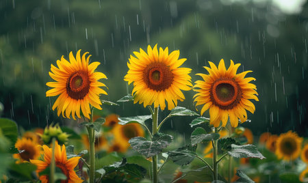 Sunflowers under the rainの素材