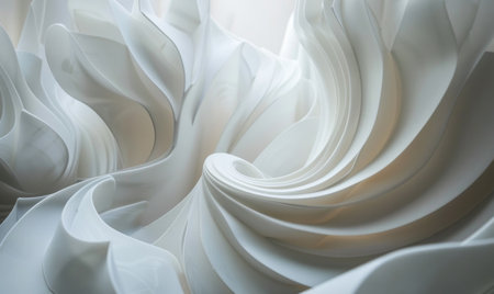 Swirling lines intersecting on a white surface, abstract backgroundの素材