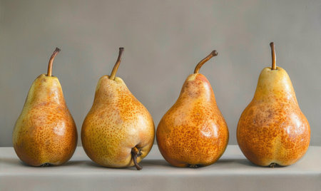 Bosc pears on a pale lavender backdropの素材