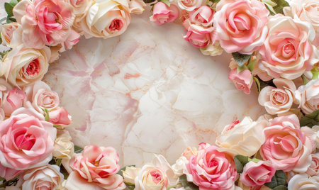 Marble background, wreath of rosesの素材
