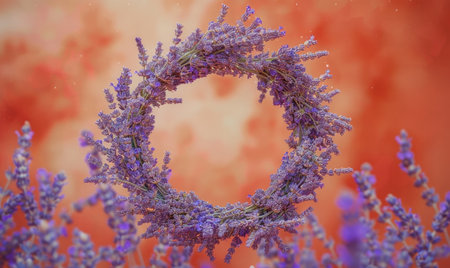 Abstract background with wreath of lavender and space for textの素材