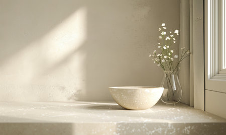 Soft cream countertop, shadow from window on the righの素材