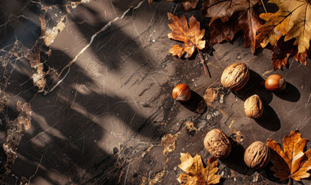 Top view of a polished dark marble countertopの素材