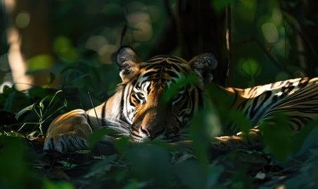 Tiger lying in the shadeの素材