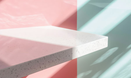 Top view of a white quartz countertop, pastel backgroundの素材