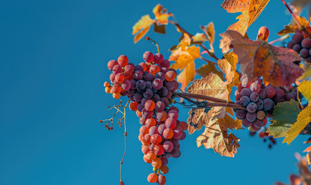 Cluster of grapes on vinesの素材