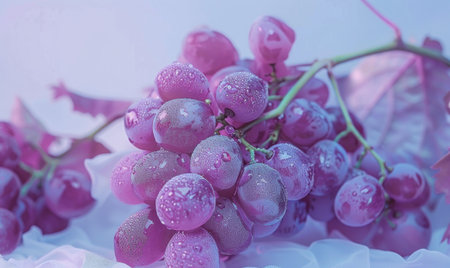 Grapes on a light pastel lavender backgroundの素材