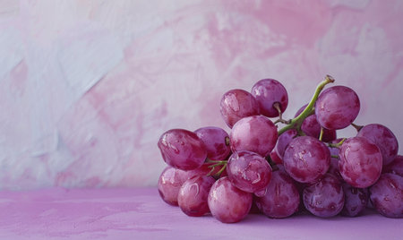 Grapes on a pastel mauve backgroundの素材
