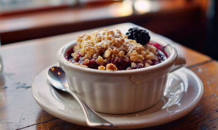 Pear and blackberry crumbleの素材