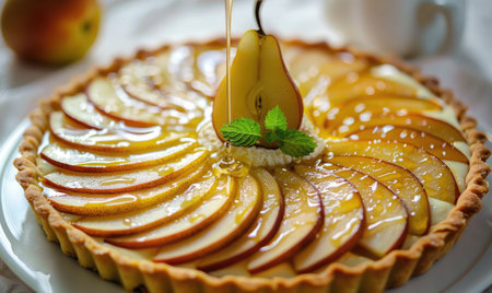 Pear and ricotta tart with a drizzle of honeyの素材