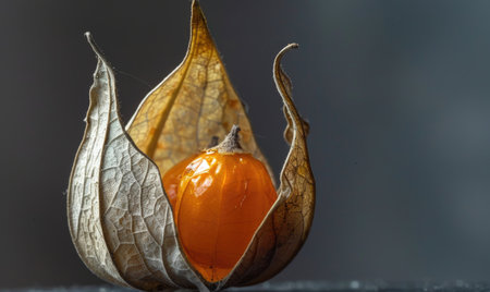 Detailed macro of physalis with the husk tornの素材