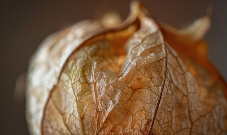 Detailed close-up of a physalis huskの素材