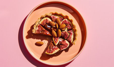 Fig and almond tart, with a buttery crust and almond fillingの素材
