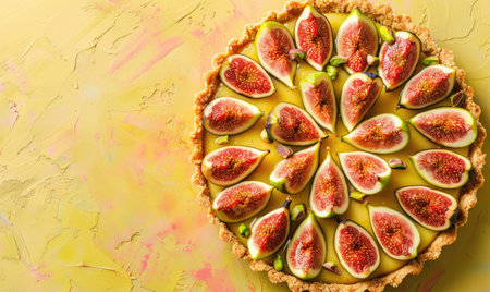 Fig and pistachio tart with a pistachio crust and fresh figsの素材