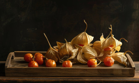 A cluster of physalis with some husks openの素材