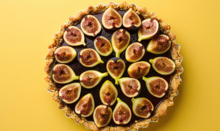 Fig and pistachio tart with a pistachio crust and fresh figsの素材