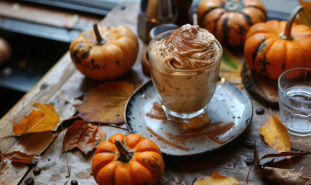 A pumpkin spice affogato with a shot of espressoの素材