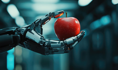 Cybernetic arm holding an appleの素材